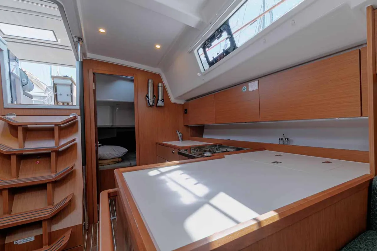 Galley of Ironic, a Bavaria C42 sailboat at Municipal Unit of Lefkada, Greece