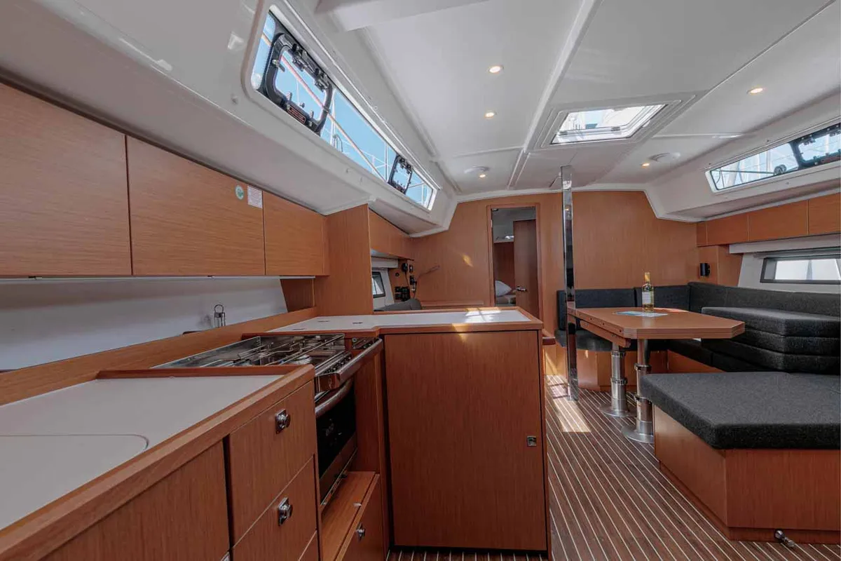 Galley of Ironic, a Bavaria C42 sailboat at Municipal Unit of Lefkada, Greece