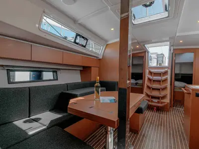 Salon of Ironic, a Bavaria C42 sailboat at Municipal Unit of Lefkada, Greece