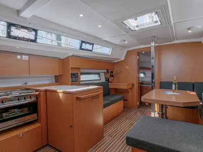 Galley of Ironic, a Bavaria C42 sailboat at Municipal Unit of Lefkada, Greece