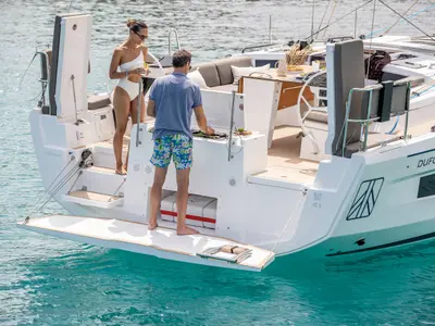 Deck of Coco, a Dufour 41 sailboat at Marseille, France