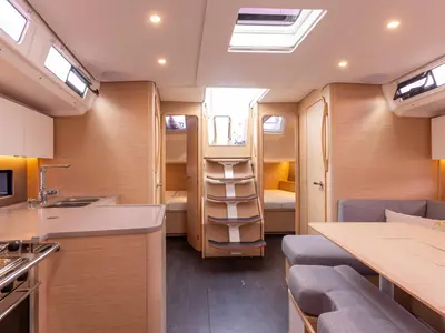 Salon of Coco, a Dufour 41 sailboat at Marseille, France