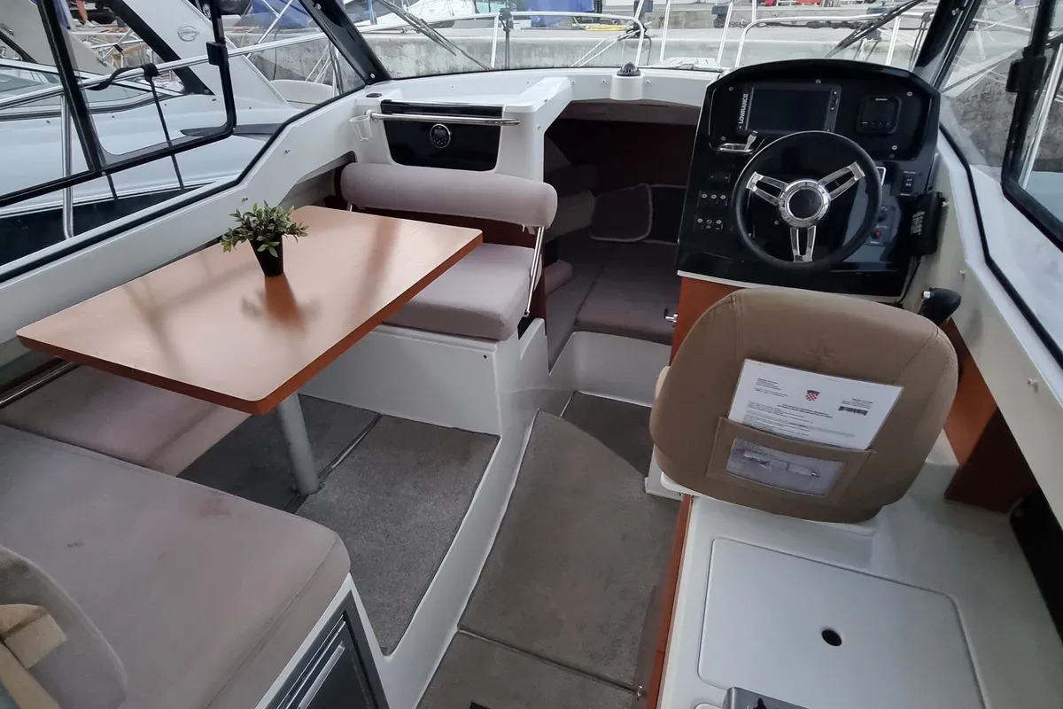 Cockpit of Classic, a Jeanneau Merry Fisher 795 motorboat at Grad Opatija, Croatia