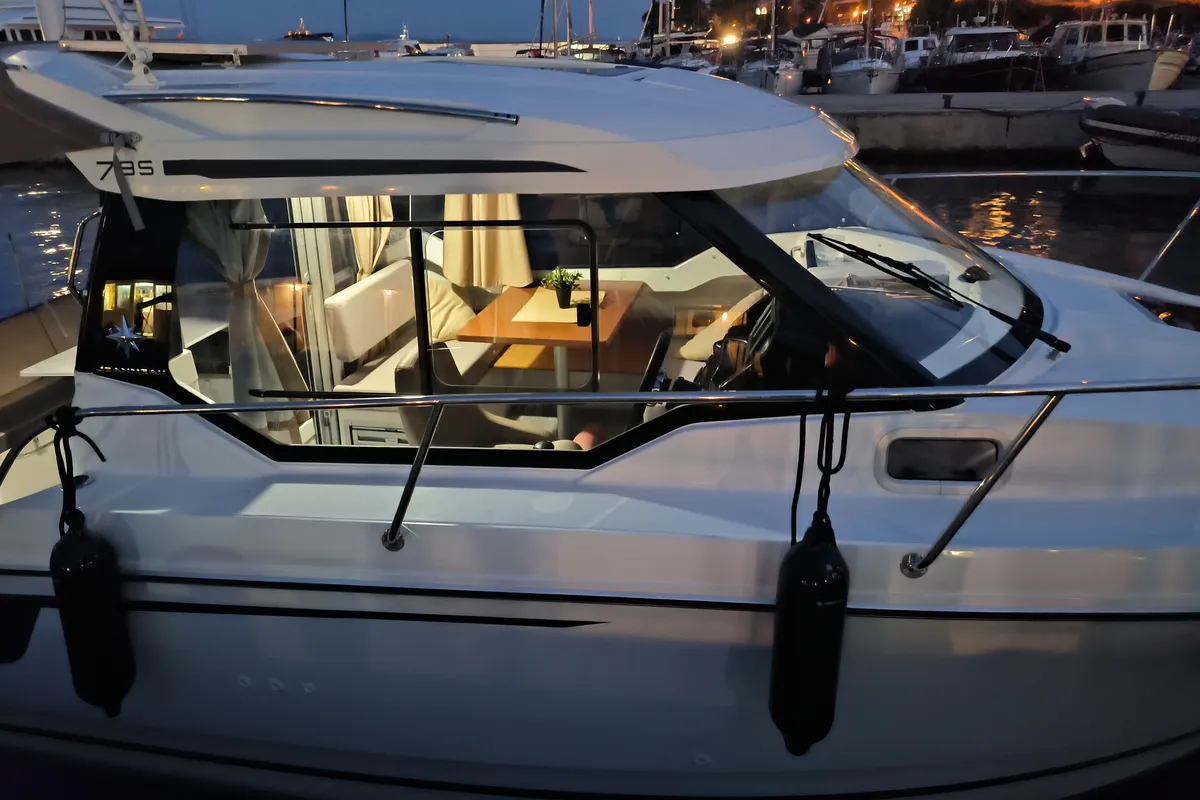 Exterior view of Classic, a Jeanneau Merry Fisher 795 motorboat at Grad Opatija, Croatia