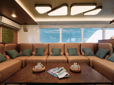 Salon of Alice, a Gulet Luxury Motor Yacht sailboat at Malé, Maldives
