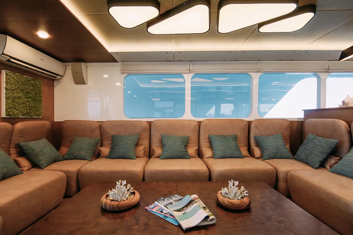 Salon of Alice, a Gulet Luxury Motor Yacht sailboat at Malé, Maldives