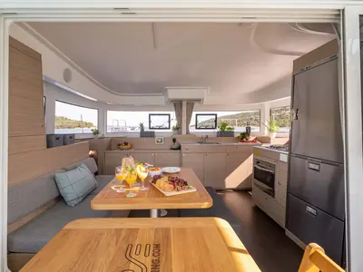 Galley of Mare Amore, a Lagoon 38 catamaran at Grad Šibenik, Croatia