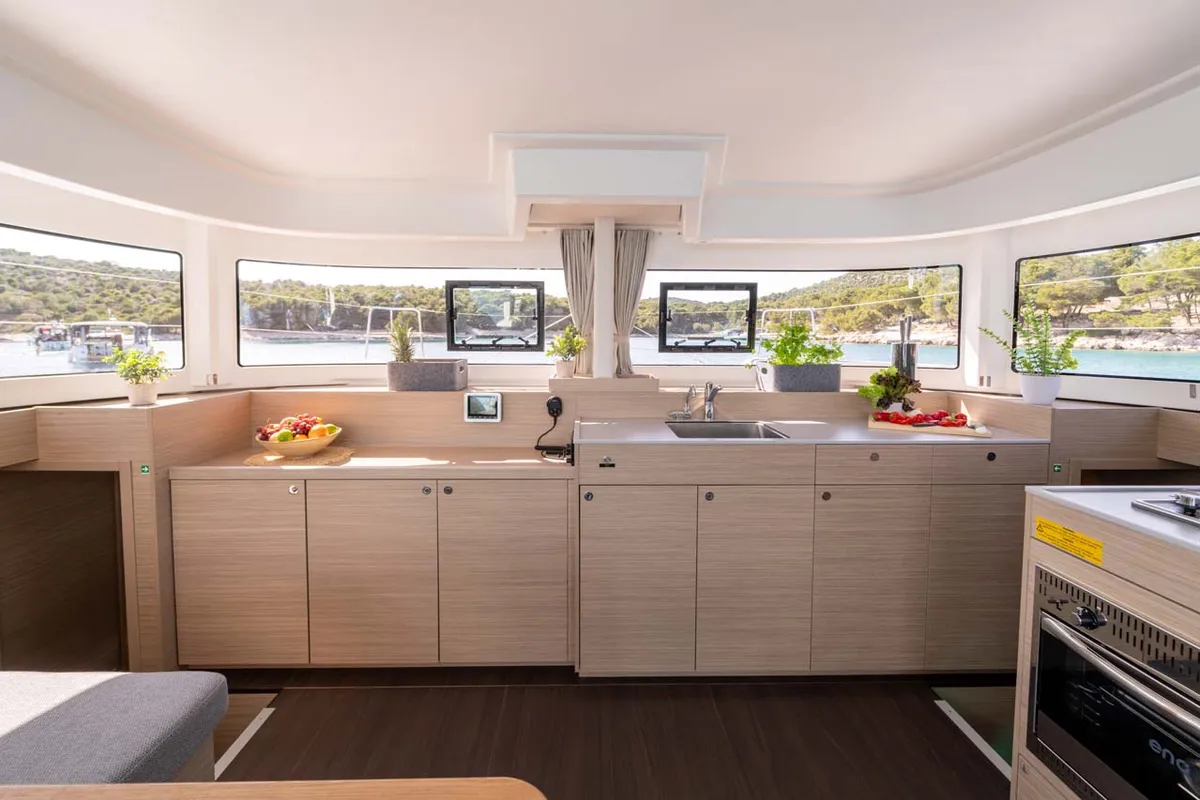 Galley of Mare Amore, a Lagoon 38 catamaran at Grad Šibenik, Croatia