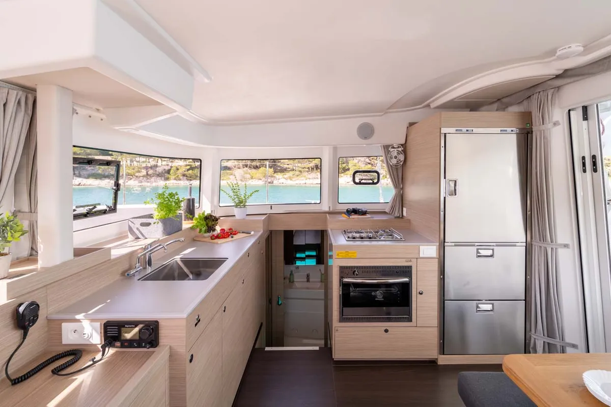 Galley of Mare Amore, a Lagoon 38 catamaran at Grad Šibenik, Croatia