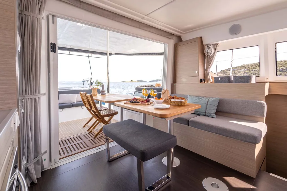 Salon of Mare Amore, a Lagoon 38 catamaran at Grad Šibenik, Croatia