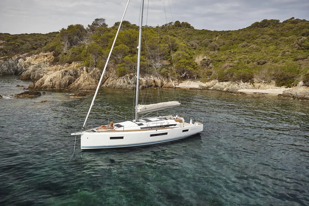 Exterior view of Sea Friends, a Jeanneau Sun Odyssey 440 sailboat at Marmaris, Turkey