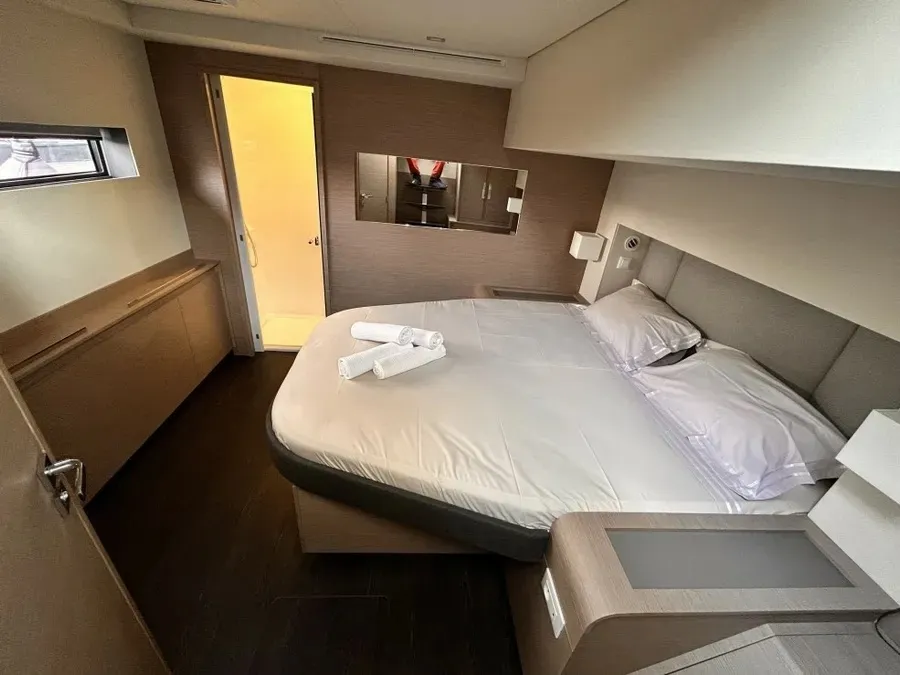 Cabin on Kalista II, a Fountaine Pajot Samana 59 catamaran at Cogolin, France