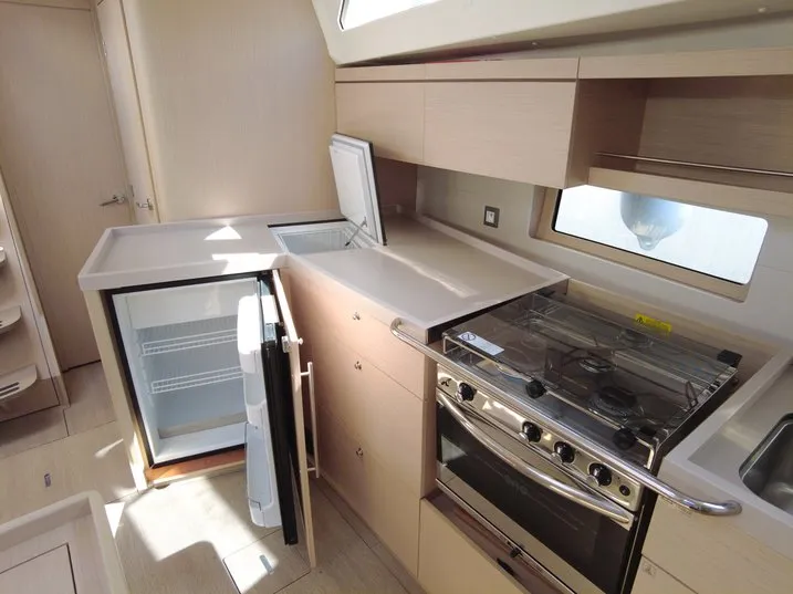 Galley of Folie Douce, a Beneteau Oceanis 46.1 sailboat at Hyères, France