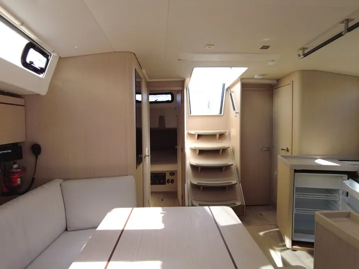 Salon of Folie Douce, a Beneteau Oceanis 46.1 sailboat at Hyères, France