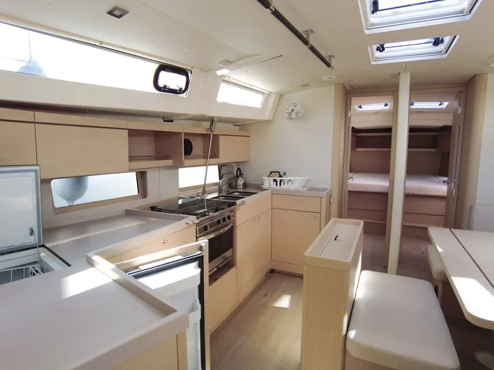 Galley of Folie Douce, a Beneteau Oceanis 46.1 sailboat at Hyères, France