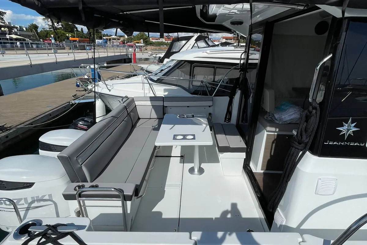 Deck of Miami Vice, a Jeanneau Merry Fisher 895 motorboat at Zadar, Croatia