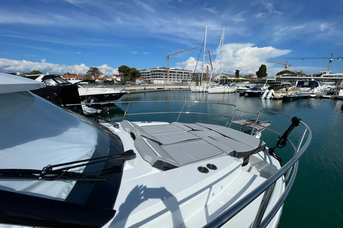 Deck of Miami Vice, a Jeanneau Merry Fisher 895 motorboat at Zadar, Croatia