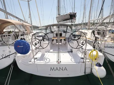 Cockpit of Mana, a Beneteau First 36 sailboat at Biograd na Moru, Croatia
