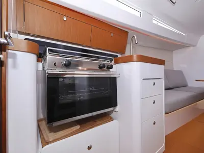 Galley of Mana, a Beneteau First 36 sailboat at Biograd na Moru, Croatia