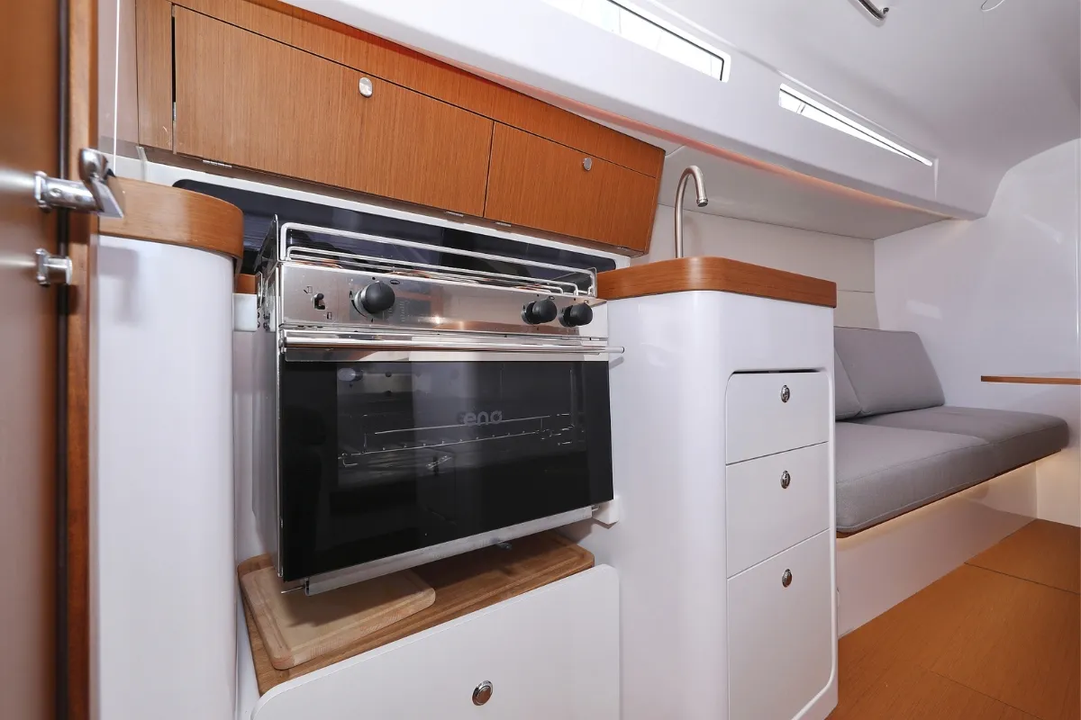 Galley of Mana, a Beneteau First 36 sailboat at Biograd na Moru, Croatia