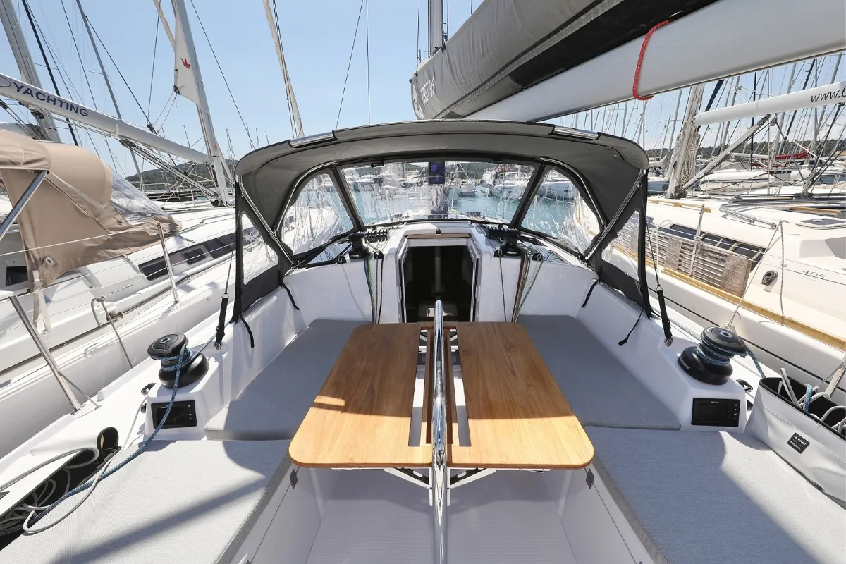 Deck of Mana, a Beneteau First 36 sailboat at Biograd na Moru, Croatia