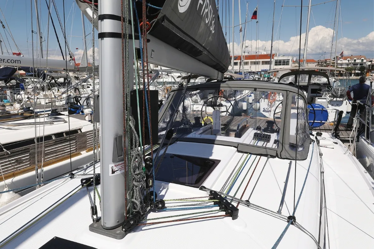 Deck of Mana, a Beneteau First 36 sailboat at Biograd na Moru, Croatia