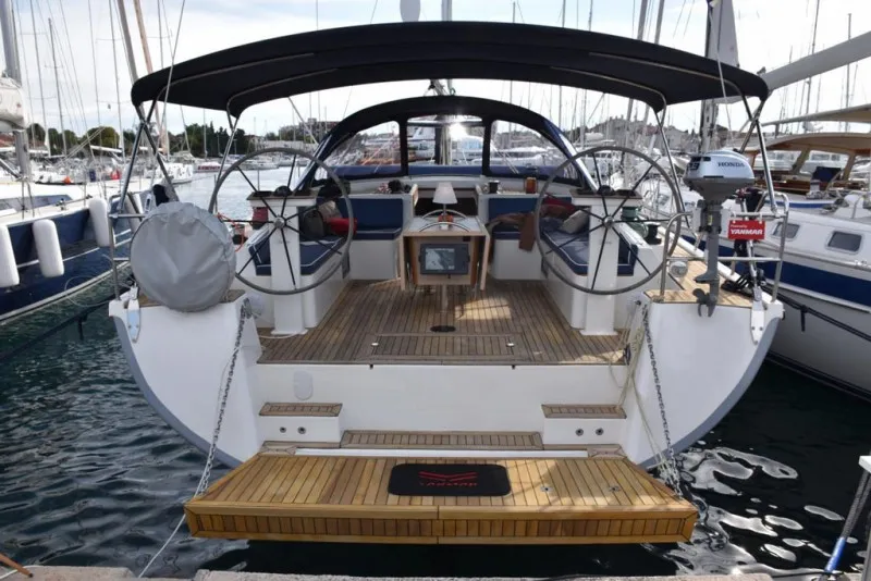 Cockpit of Elisa, a D&D Kufner 54.2 sailboat at Općina Marina, Croatia