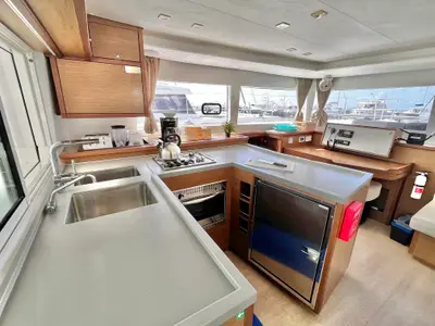 Galley of Sea Runner III, a Lagoon 450 F catamaran at Parham Town, British Virgin Islands