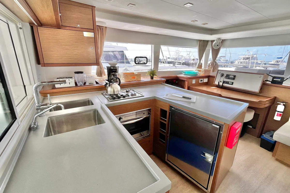 Galley of Sea Runner III, a Lagoon 450 F catamaran at Parham Town, British Virgin Islands