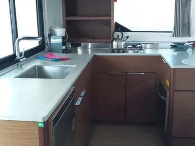 Galley of Selene, a Lagoon 46 catamaran at Municipal Unit of Anaktorio, Greece