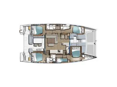Floor plan of Moorings 4600 Exclusive Plus, a Leopard 46 catamaran at Fethiye, Turkey