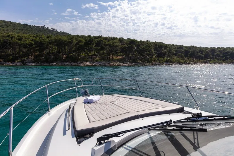 Deck of CHROMIA, a Jeanneau Leader 36 motor yacht at Split, Croatia