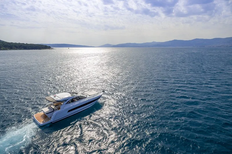 Exterior view of CHROMIA, a Jeanneau Leader 36 motor yacht at Split, Croatia