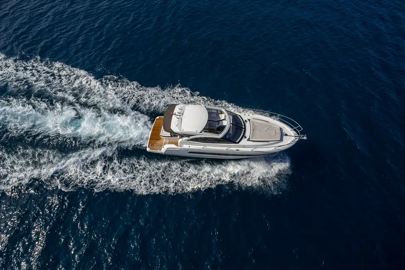 Exterior view of CHROMIA, a Jeanneau Leader 36 motor yacht at Split, Croatia