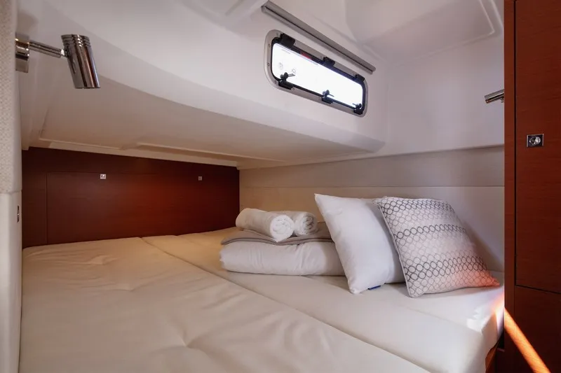 Cabin on CHROMIA, a Jeanneau Leader 36 motor yacht at Split, Croatia