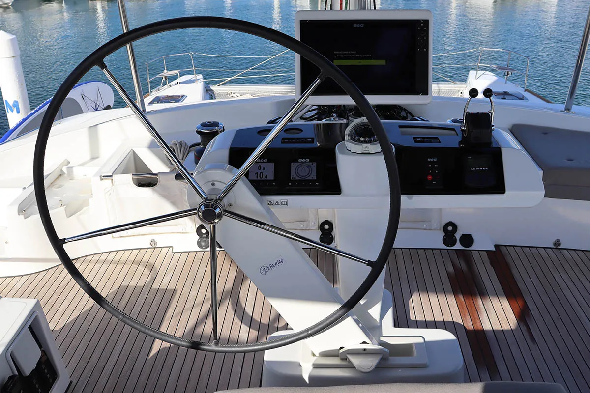Happy Ours , a Lagoon 52 F catamaran at Road Town, British Virgin Islands