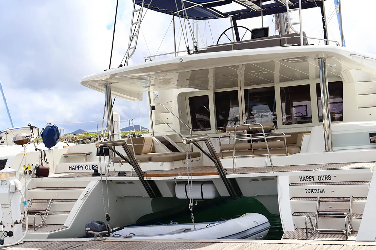 Happy Ours , a Lagoon 52 F catamaran at Road Town, British Virgin Islands