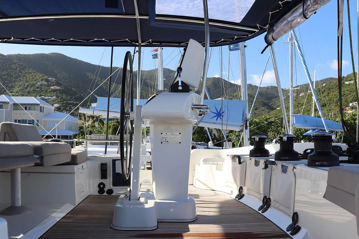 Happy Ours , a Lagoon 52 F catamaran at Road Town, British Virgin Islands