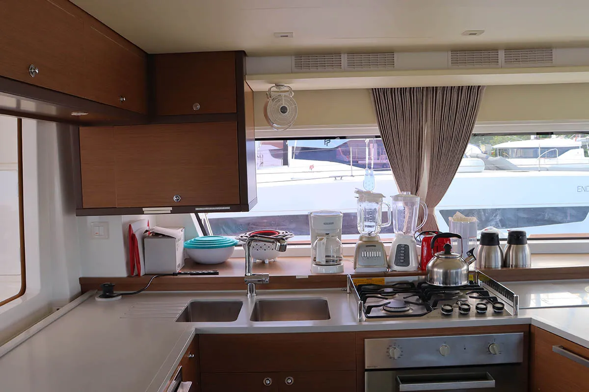 Happy Ours , a Lagoon 52 F catamaran at Road Town, British Virgin Islands
