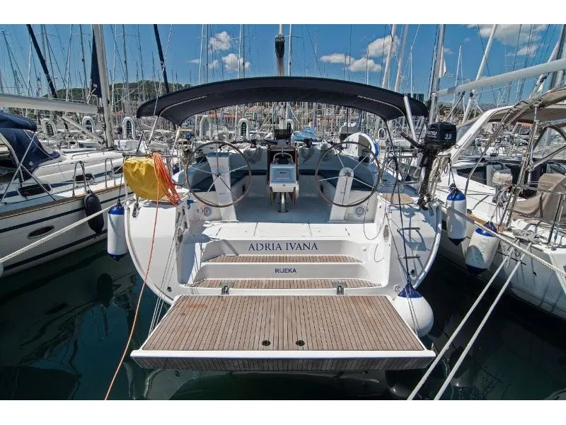Cockpit of Ivana, a Bavaria Cruiser 51 sailboat at Split, Croatia