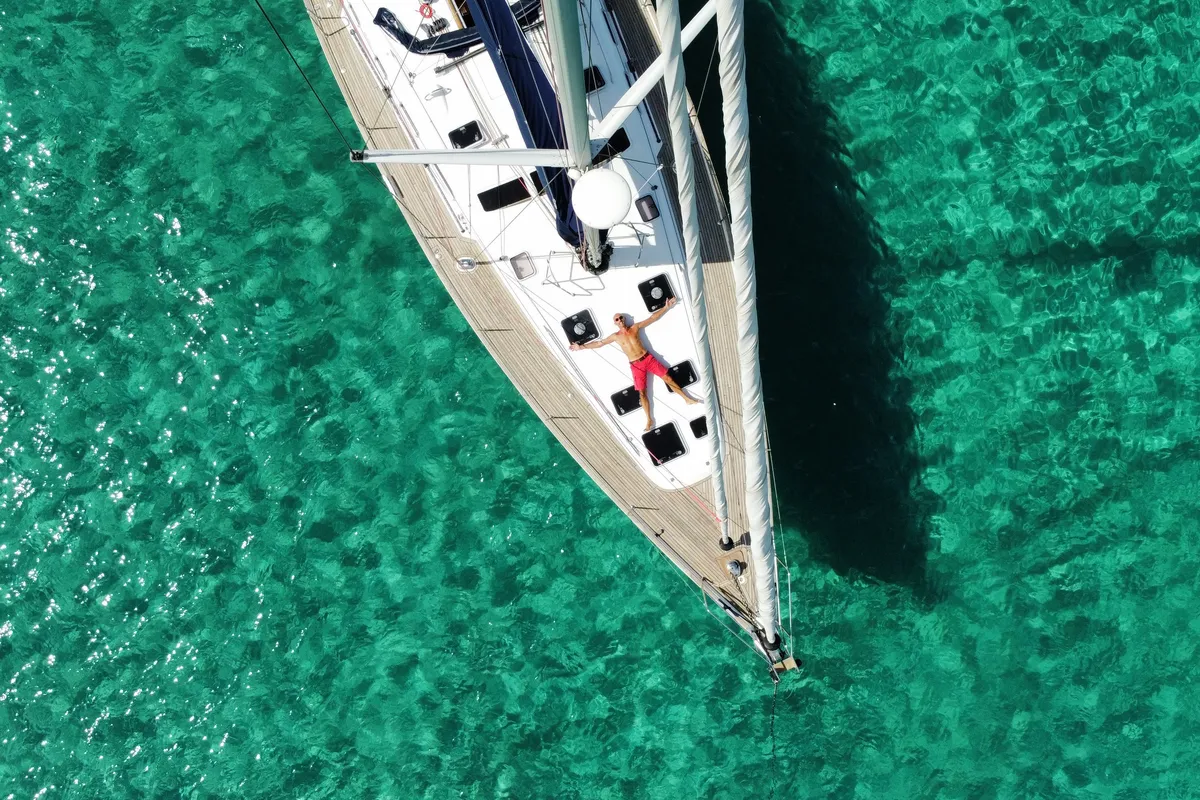 Deck of Premium, a Beneteau Oceanis 523 sailboat at Cagliari, Italy