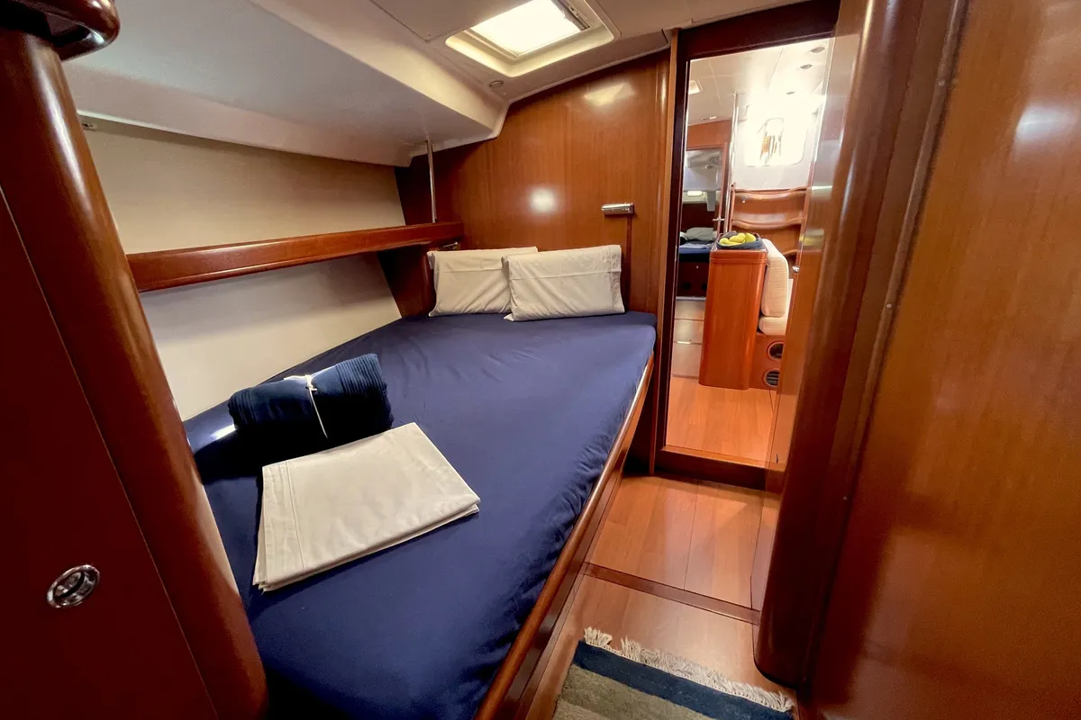 Cabin on Premium, a Beneteau Oceanis 523 sailboat at Cagliari, Italy