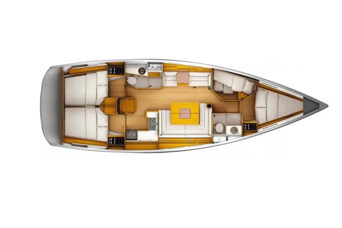 Floor plan of Pietra Di Luna, a Jeanneau Sun Odyssey 449 sailboat at Rosignano Solvay, Italy
