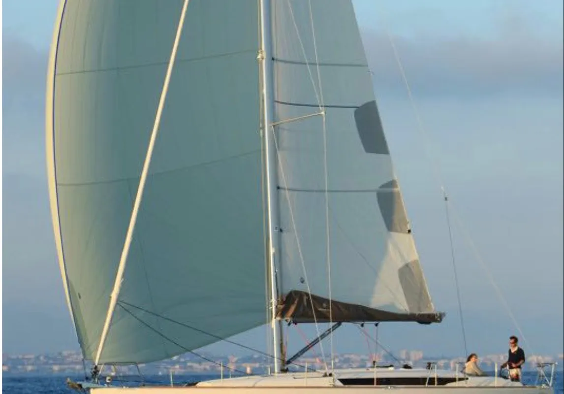 Exterior view of Pietra Di Luna, a Jeanneau Sun Odyssey 449 sailboat at Rosignano Solvay, Italy