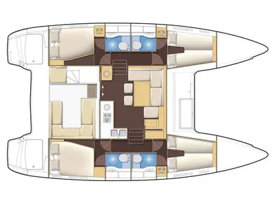 Floor plan of Lucia 69, a Fountaine Pajot Lucia 40 catamaran at Municipal Unit of Lefkada, Greece