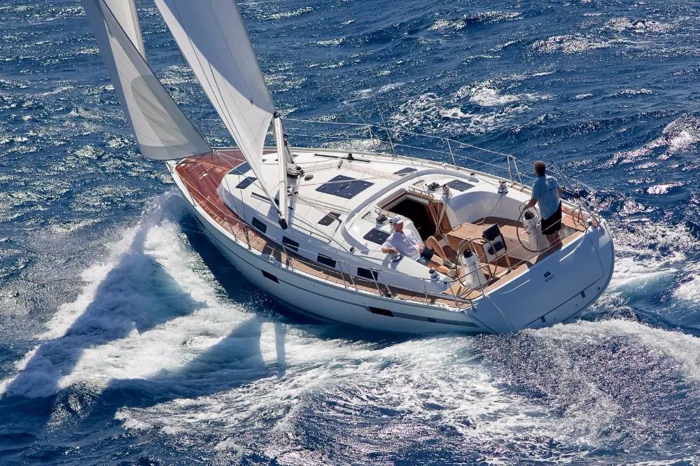 Exterior view of Joy, a Bavaria Cruiser 40 sailboat at Pirovac, Croatia