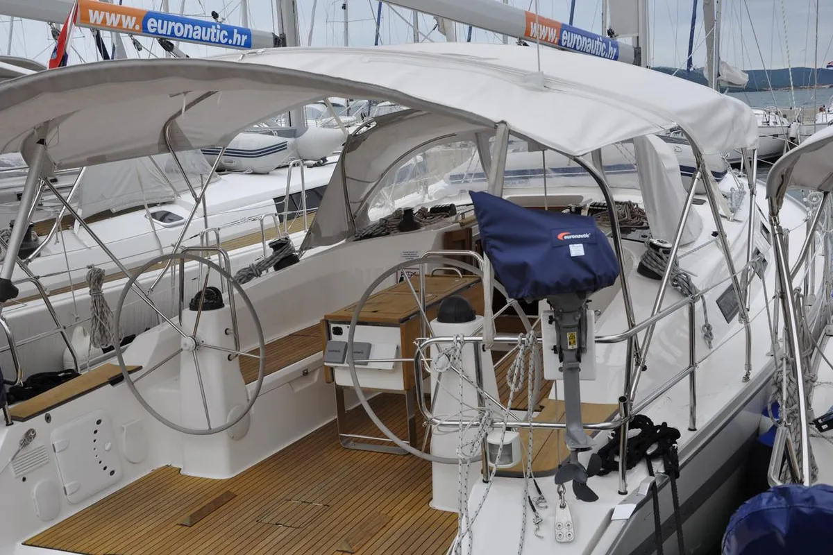 Cockpit of Joy, a Bavaria Cruiser 40 sailboat at Pirovac, Croatia