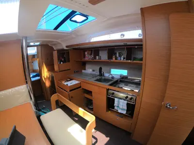 Galley of Akira, a Dufour 430 GL sailboat at Tonnarella, Italy