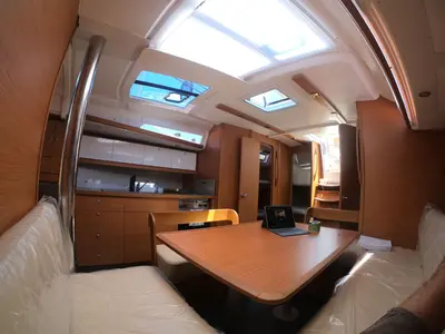 Salon of Akira, a Dufour 430 GL sailboat at Tonnarella, Italy