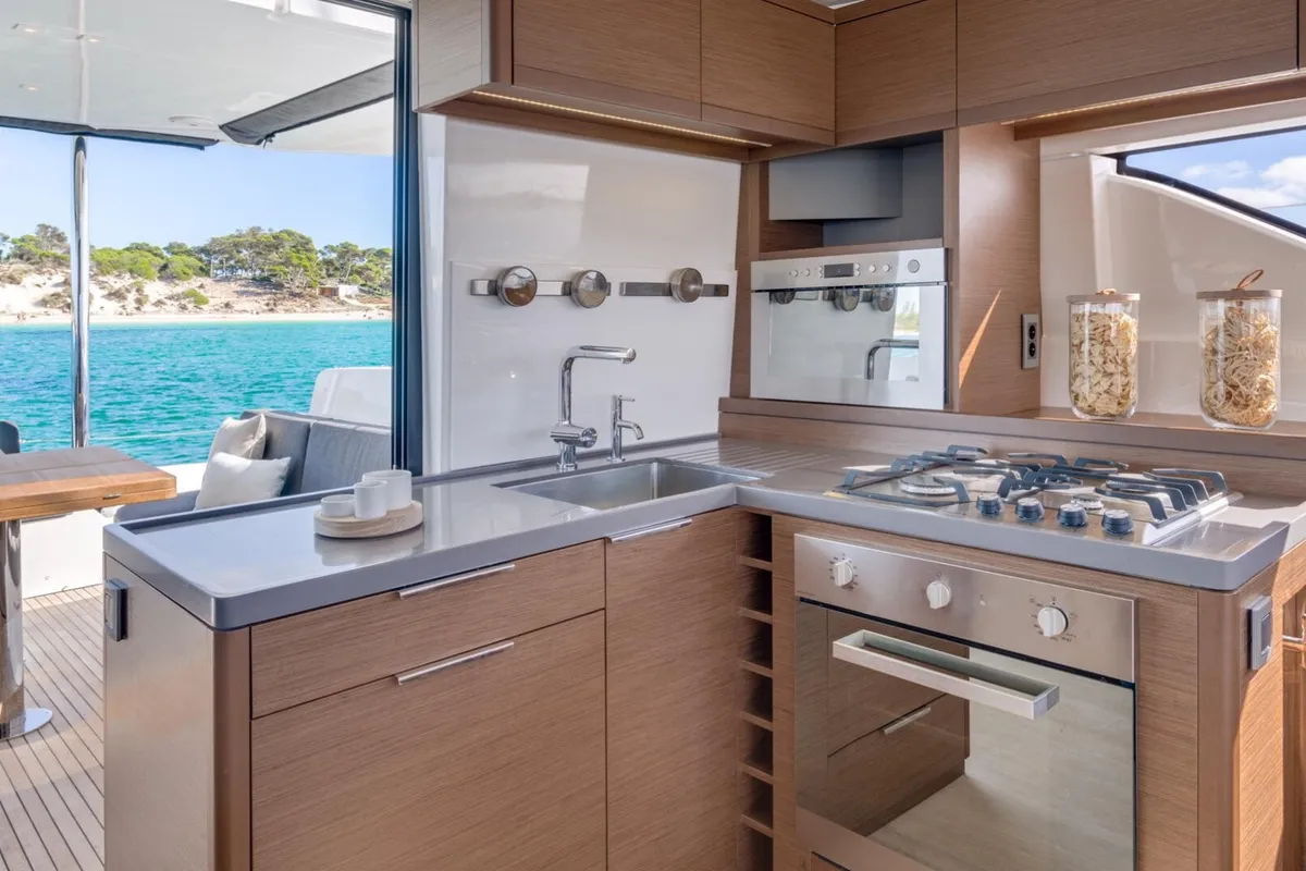 Galley of Nauti Cat, a Lagoon 50 catamaran at Kotor, Montenegro